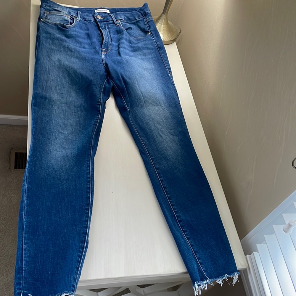 Good American Jeans - Good Waist Crop - frayed hem - Size 14/32